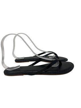 J. Crew Black Easy Summer Faux Leather Flip Flops Women's Size 9